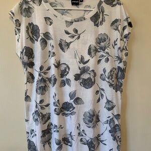 Mono B White and Black Floral Short Sleeve Tee